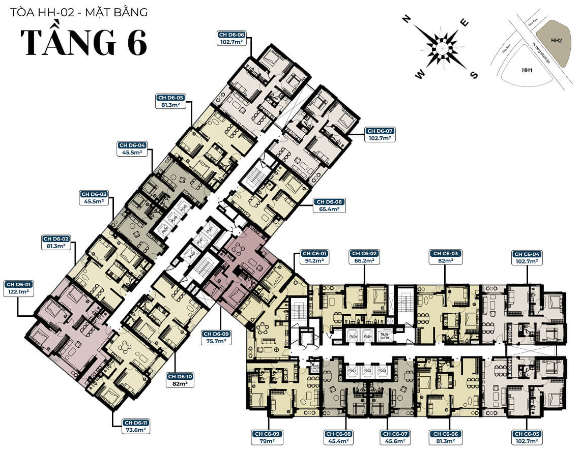 MẶT BẰNG CĂN HỘ TÒA HH02